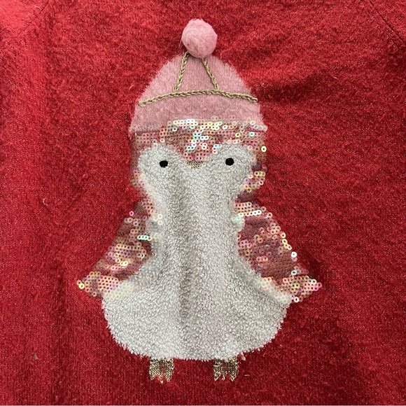 LC Lauren Conrad Winter Penguin Sweater - Sparkly & Fun Fuzzy w Sequins Size XS - Picture 2 of 5